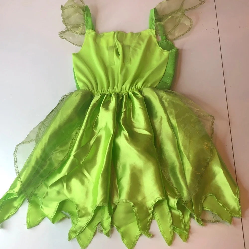 Disney Tinker Bell Lime Green Halloween Costume Dress Girls Small 4-6x NWOT